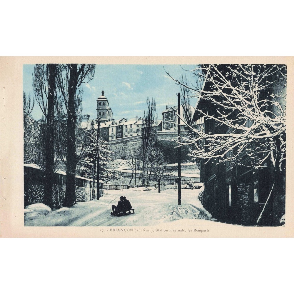 Vintage Briancon France Photogravure Station Hivernale Les Remparts Winter Scene